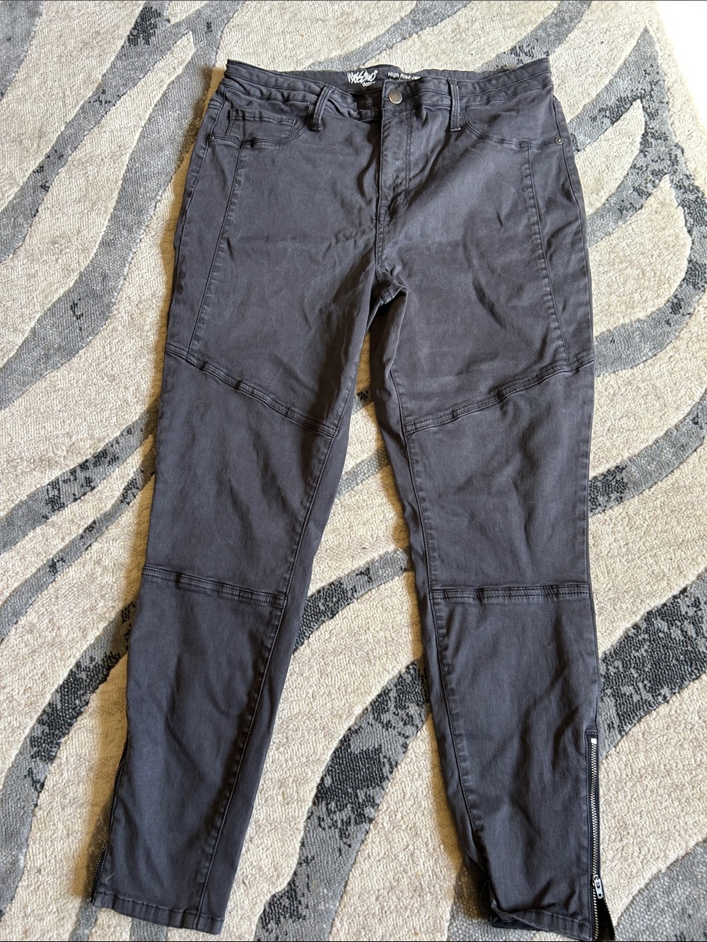 Black Skinny Utility Jeans with Ankle Zips